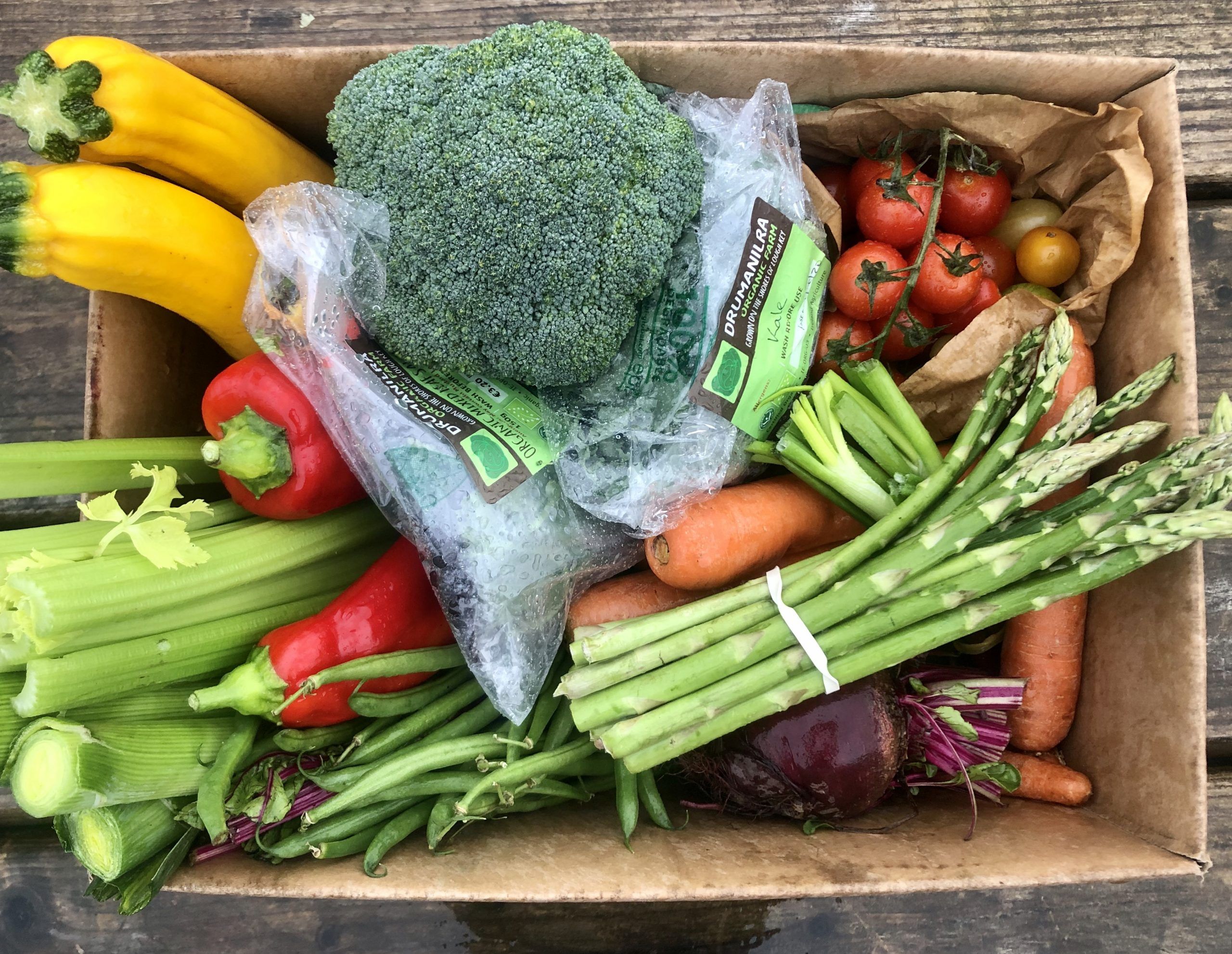 organic vegetables in box
