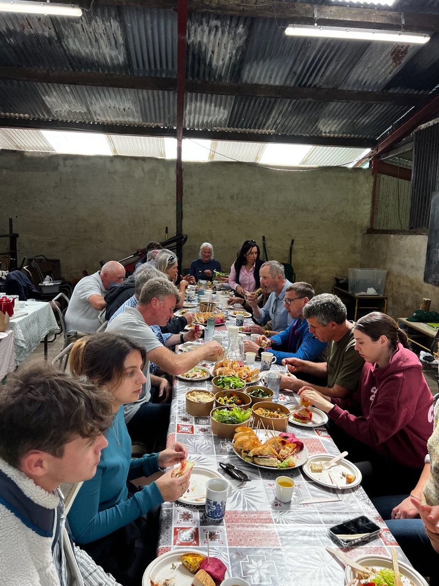 Guests enjoying a catered farm event