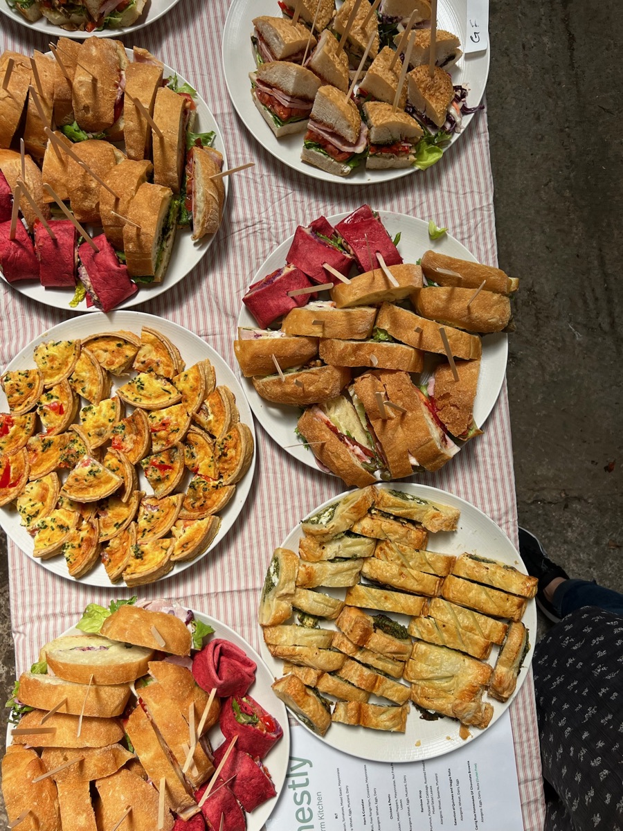 A catered spread of sandwiches and savouries